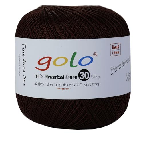 golo Häkelgarn Größe 30, Garn zum Handstricken, Garn zum Klöppeln, Traubenbraun von golo