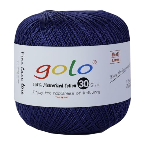 golo Häkelgarn Größe 30, Garn zum Handstricken, Garn zum Klöppeln, Twilight Blue 230 von golo