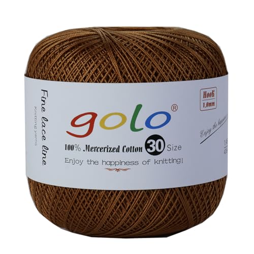 golo Häkelgarn Größe 30, Garn zum Handstricken, Garn zum Klöppeln, Weizenbraun 232 von golo