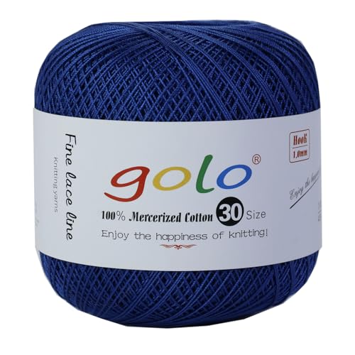 golo Häkelgarn Größe 30, Garn zum Handstricken, Garn zum Klöppeln, blau 260 von golo