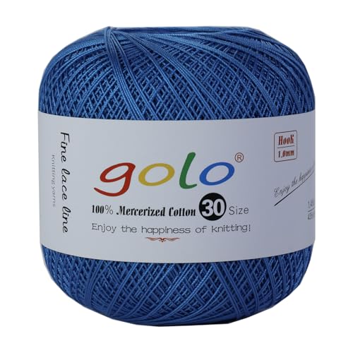 golo Häkelgarn Größe 30, Garn zum Handstricken, Garn zum Klöppeln, blaues Garn 259 von golo