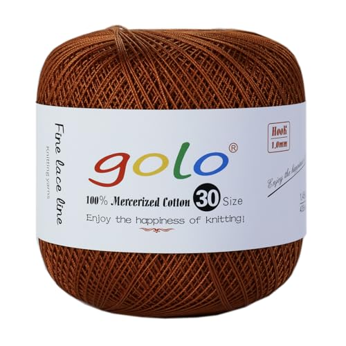 golo Häkelgarn Größe 30, Garn zum Handstricken, Garn zum Klöppeln, braun 236 von golo