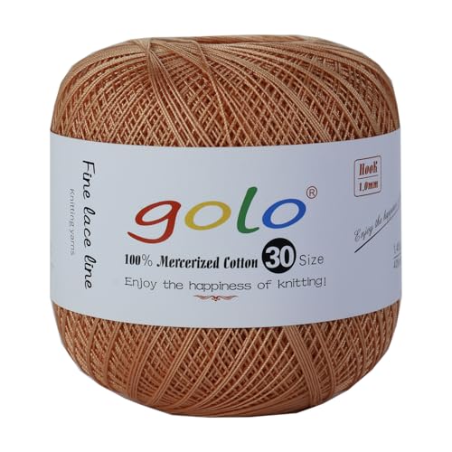 golo Häkelgarn Größe 30, Garn zum Handstricken, Garn zum Klöppeln, gelbbraunes Garn 235 von golo