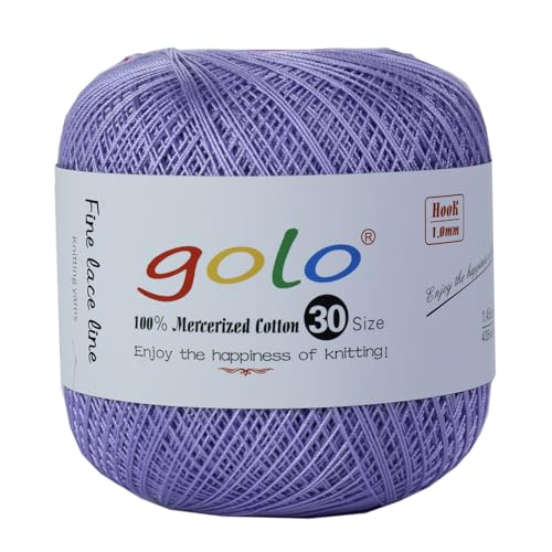 golo Häkelgarn Größe 30, Garn zum Handstricken, Garn zum Klöppeln, hellviolettes Garn 256 von golo