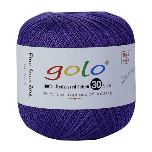 golo Häkelgarn Größe 30, Garn zum Handstricken, Garn zum Klöppeln, lila 258 von golo