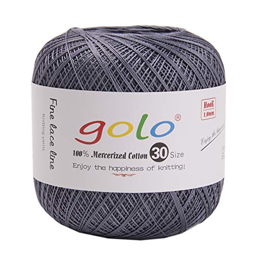 golo Häkelgarn Größe 30, Garn zum Handstricken, Silbergrau 10-765 von golo