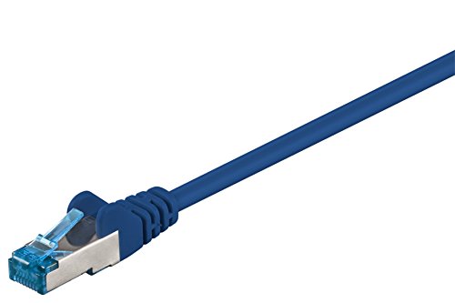 Goobay 92721 CAT 6a PatchKabel, EthernetKabel, doppelt geschirmt, S-FTP bis 10000 Mbits, 500 Mhz, halogenfrei Kupfer Kabel, RJ-45 Stecker, vergoldete Kontakte, 1m, Blau von goobay