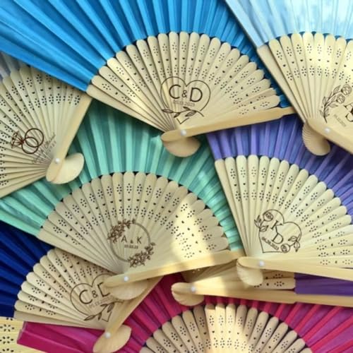 gorm Fächer Hochzeit,Handfächer Hochzeit, Handfächer Personalisiert, Handfächer Falten, Handfächer, Benutzerdefinierte Handfächer Geschenk, Bridal Shower Fan (80pcs) von gorm