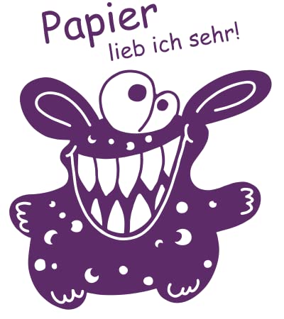 Mülltonnen Aufkleber Mülleimer Müllfresserchen "Papier Paule" für die Papiertonne, Sticker, 83-300102, Größe: 35,0 x 28,0 cm, Kontur geschnitten, Hintergrund freigestellt, Farbe anpassbar von graphits