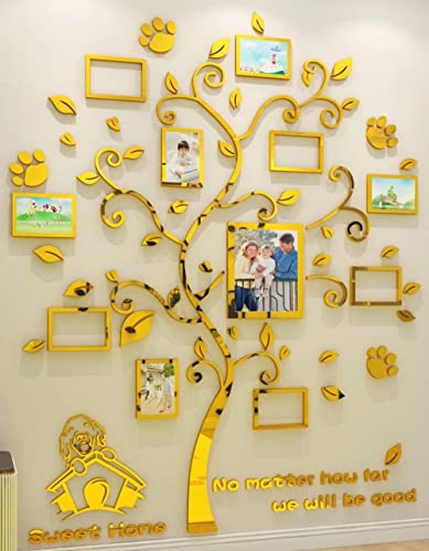 guangmu Baum 3D DIY Wandaufkleber Familie Bilderrahmen Foto Hund Sticker Wandbilder Wandkunst Wanddekoration für Schlafzimmer Wohnzimmer Kinderzimmer Hause Kindergarten von guangmu