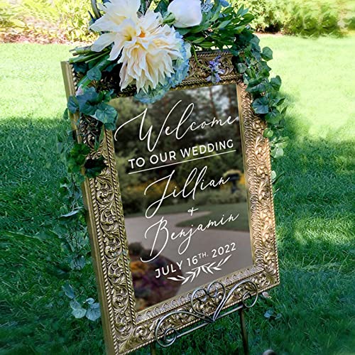 Custom Hochzeit Zeichen Aufkleber Decor Hochzeit Willkommen Spiegel Aufkleber Personalisierte Namen Und Datum Hochzeit Party Decor Hochzeit Zeichen (42x34 cm) von gue