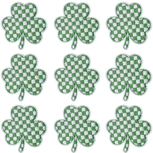 9 Stück St. Patrick's Day Patches, grüne Schleife, irisches Kleeblatt, Glückskleeblatt zum Aufnähen oder Aufbügeln, bestickte Applikation, DIY Handwerk Geschenke für Jungen, Mädchen (Kleeblatt) von guoheduo