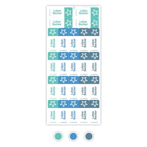 Gutmarkiert - Basic Namensaufkleber personalisiert (48 Etiketten - 4,3 x 1,7 cm) - mit einem Namen, Symbole oder Telefonnummer zu personalisieren. (Pastel Set) von gutmarkiert