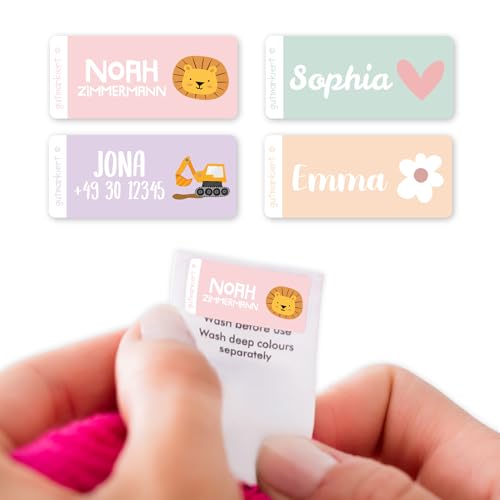 Gutmarkiert – Personalisierte Namensaufkleber für Kinder Kleidung – Langlebige Namensetiketten für Kinder – Personalisierbare Textilaufkleber – einfach anzubringen – 20 Stück 26x12mm – Ocean von gutmarkiert