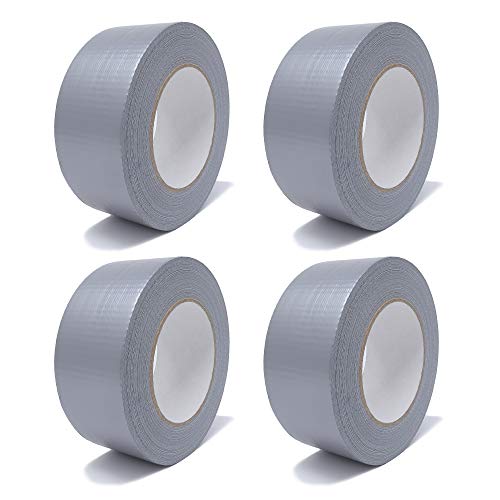 gws Gewebe-Klebeband 4 Rollen Premium Qualität Naturkautschuk-Panzer-Duct-Tape von Hand reißbar Steinband 50 m x 50 mm silber von gws