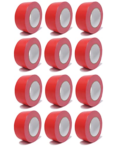 gws Panzer-Tape 12 Rollen kräftiges Gewebe-Klebeband für raue Untergründe | robustes Steinband von Hand reißbar | versch. Farben | 50 m x 50 mm rot von gws