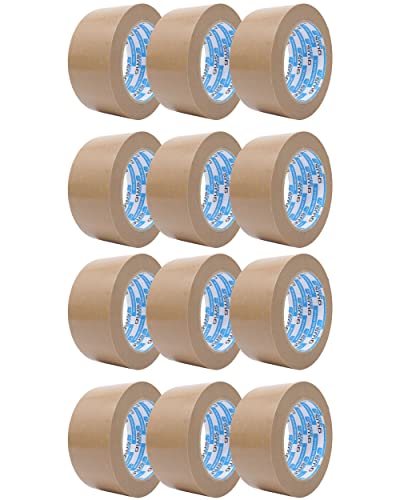 gws 12 Rollen Premium PVC Paket-Klebeband, kräftiges Verpackungsband für sehr schwere Pakete, leicht & leise abrollend, Dicke: 65 μm, braun, 66 m x 50 mm von gws