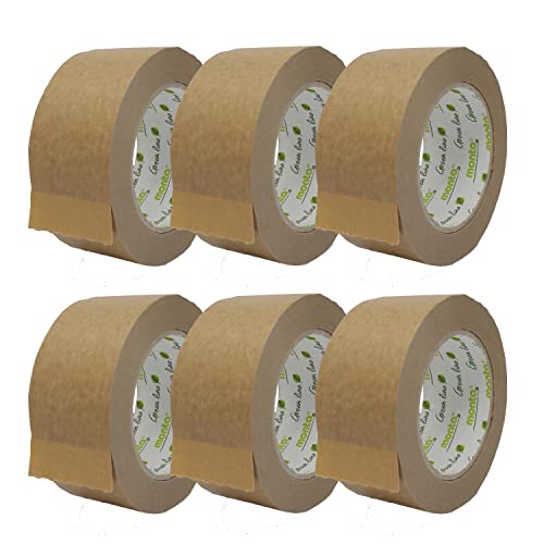 gws 6 Rollen monta 841 Papier-Packband/Naturkautschuk-Klebstoff/nachhaltig/recyclinggerecht/Klebeband für Pakete, Umzug uvm / 50 m x 50 mm, braun von gws