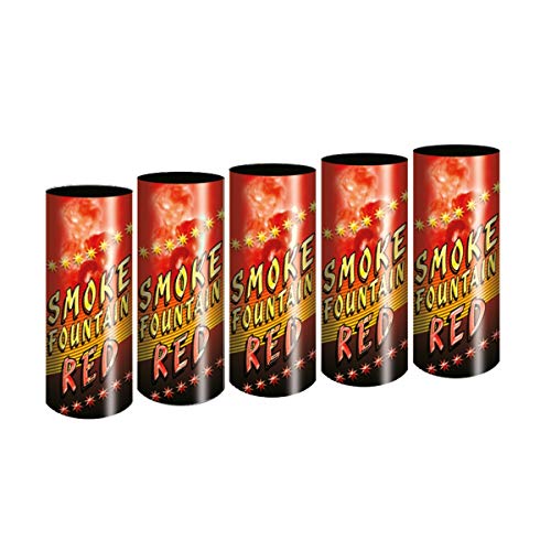 h2i Rauch Vulkan Fontäne - Smoke Tube Rauchfackel Rauchtopf Rauchgenerator Rauchbombe - 5 Stück Rauchfarbe Rot - dichter kräftiger Rauch - Brenndauer ca. 45 sek - Ganzjahresfeuerwerk Kat T1/F1 von h2i