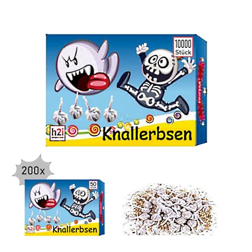 h2i Knallerbsen | 10.000 St. | Knallteufel Trickknaller Pop Snaper | der perfekte Scherzartikel für Silvester Halloween Geburtstag & Partys – Spaß garantiert | Jugendfeuerwerk & Kinderfeuerwerk Kat F1 von h2i