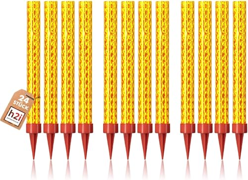 h2i Eisfontäne 24 Stück Eissterne Zaubersterne Fontäne in Gold für Verlobung Hochzeit Geburtstag, Jugendparty Tischfeuerwerk, Deko für Torten Kuchen von h2i