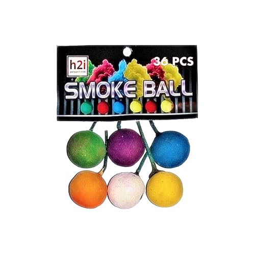 h2i Smoke Balls | 36 Balls | Time 15 sek | Smoke Tube Rauchfackel Rauchtopf Rauchgenerator Rauchbombe mit dichtem kräftigem Rauch |a| Ganzjahresfeuerwerk Kat T1/F1 von h2i