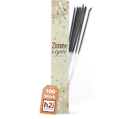 h2i Wunderkerzen | 100 Stück | 18 cm | Brenndauer ca. 35 Sek | Geburtstagskerzen Sprühkerze Spritzkerze Sternenspritzer und Funkenzauber für Party Hochzeit Silvester Geburtstag | c | Kat F1 von h2i