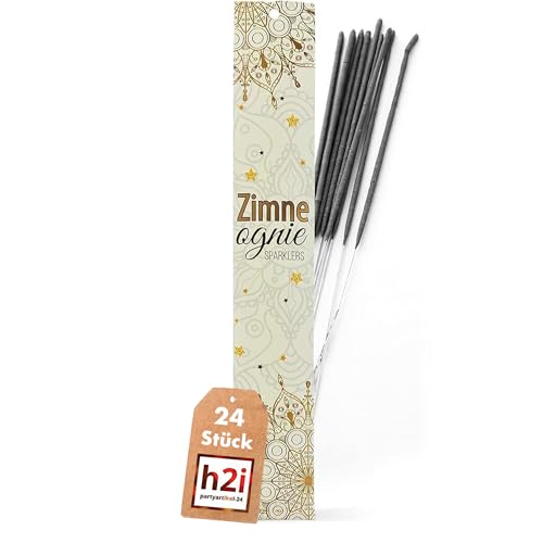 h2i Wunderkerzen | 24 Stück | 70 cm | Brenndauer ca. 160 Sek | Geburtstagskerzen Sprühkerze Spritzkerze Sternenspritzer und Funkenzauber für Party Hochzeit Silvester Geburtstag | b | Kat F1 von h2i