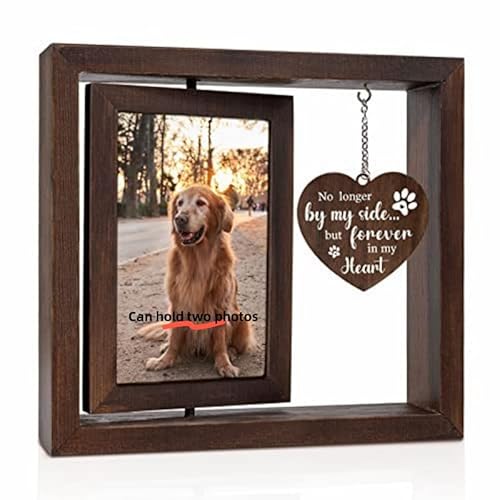 Doppelseitiger drehbarer Bilderrahmen aus Holz, um 360 Grad drehbar, 10,2 x 15,2 cm, doppelseitiger Walnussholz-Bilderrahmen, Geschenk für Hunde und Katzen von hadefa