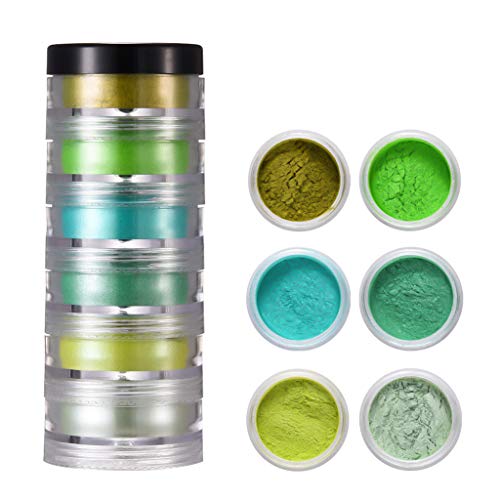 haiaxx 6/24 Farben Kosmetisches Perlglanz-Glimmerpulver Epoxidharz-Farbstoff-Perlenpigment Perlglanz-Pulver Grün von haiaxx