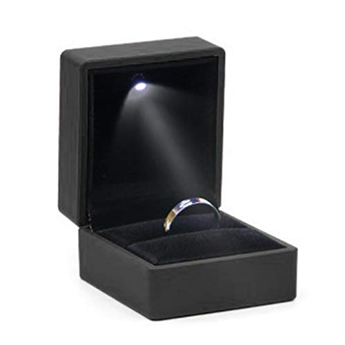 haiaxx Armband Box Quadratische Hochzeit Anhänger Ringetui mit LED-Licht Schmuck Geschenkbox Schmuckschatulle Schwarz von haiaxx