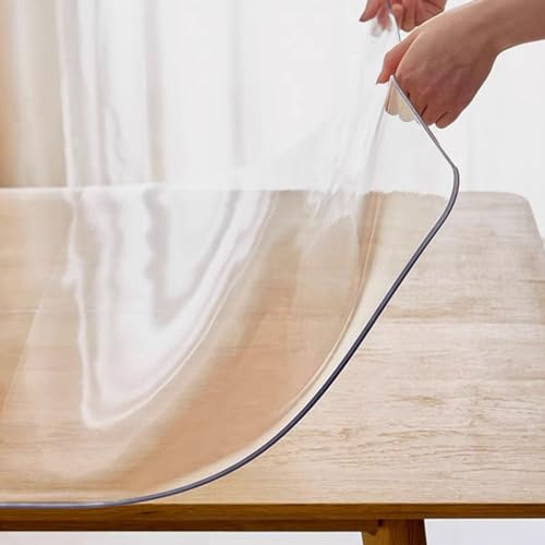 haiyusm Hyalin Tischdecke Tischfolie transparent PVC Durchsichtige Plastik Tischschutz Schutzfolie Abwaschbare Glasklar Wasserdicht ölbeständig rutschfest Kratzfest (Transparent,100cm×100cm) von haiyusm