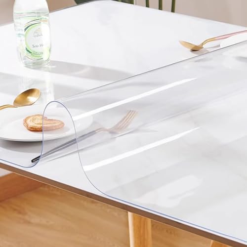 haiyusm Tischdecke Transparent PVC Durchsichtige Plastik Tischfolie Hyalin Tischschutzfolie Wasserdicht Abwaschbar Fettdicht Dick Kein Schrumpfen Geruchlos Nach (matte,100cm×120cm) von haiyusm