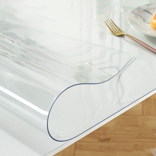 haiyusm Tischschutzfolie Transparente PVC Tischdecke Tischschutz Wasserdicht Kunststoff Weiches Glas Vinyl für rechteckig Couchtisch-Matte (Transparent,140cm×290cm) von haiyusm