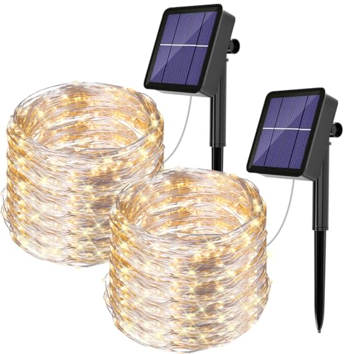 hangyiwei Solar Lichterkette Aussen Solarlichterkette 2x(15+2) M 150 LED von hangyiwei