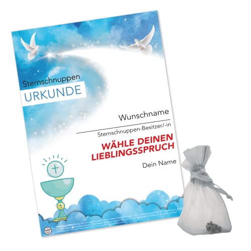 happylandgifts® Premium | Echte Sternschnuppe als TAUFGESCHENK | Personalisierte Urkunde mit Wunschname und persönlicher Widmung | Taufe von happylandgifts