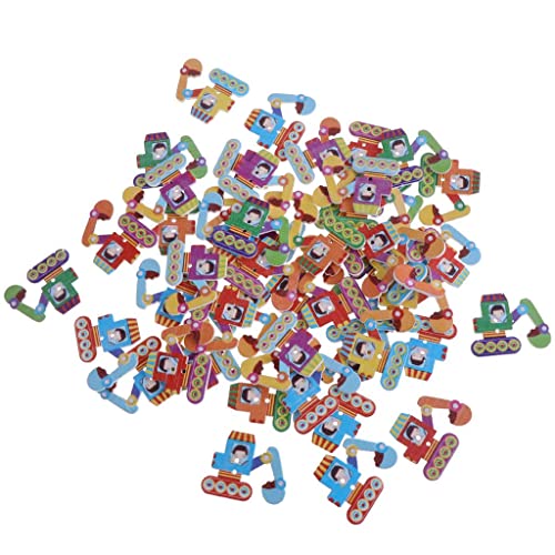 50Pcs Cartoon Holzknöpfe 2 Scrapbooking DIY schneidern - Gemischter Transport, Bagger, 32 x 25mm von harayaa