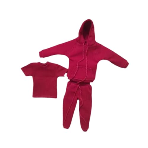 harayaa 1/12 Maßstab Figur Kleidung Puppe Hoodie und Hose Action Figur Bekleidung Puppe Kleidung Set, Rot von harayaa