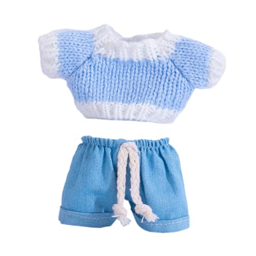 harayaa 15 cm Modepuppenkleidung Gestrickte Kleidung Accessoire Kostüm Puppe Anziehspielzeug Kleine Mädchen Geschenk Hängende Puppe Schlüsselanhänger, Blau Und Weiß von harayaa