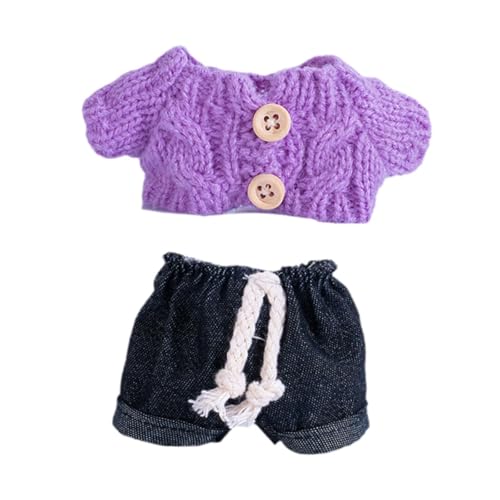 harayaa 15 cm Modepuppenkleidung Gestrickte Kleidung Accessoire Kostüm Puppe Anziehspielzeug Kleine Mädchen Geschenk Hängende Puppe Schlüsselanhänger, Dunkelviolett von harayaa