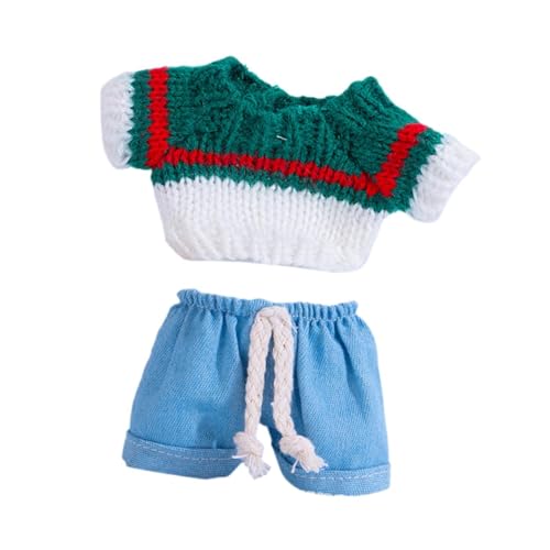 harayaa 15 cm Modepuppenkleidung Gestrickte Kleidung Accessoire Kostüm Puppe Anziehspielzeug Kleine Mädchen Geschenk Hängende Puppe Schlüsselanhänger, Grün Und Weiß von harayaa