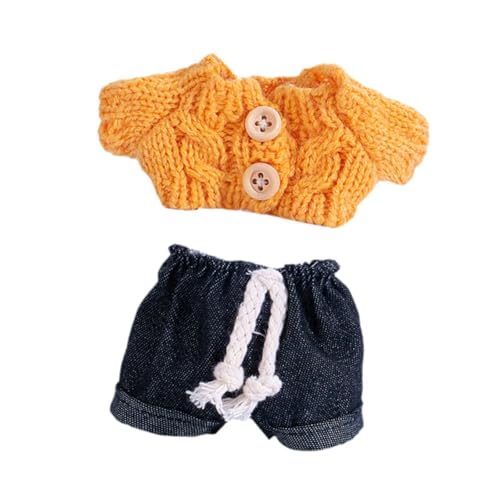 harayaa 15 cm Modepuppenkleidung Gestrickte Kleidung Accessoire Kostüm Puppe Anziehspielzeug Kleine Mädchen Geschenk Hängende Puppe Schlüsselanhänger, Orange von harayaa