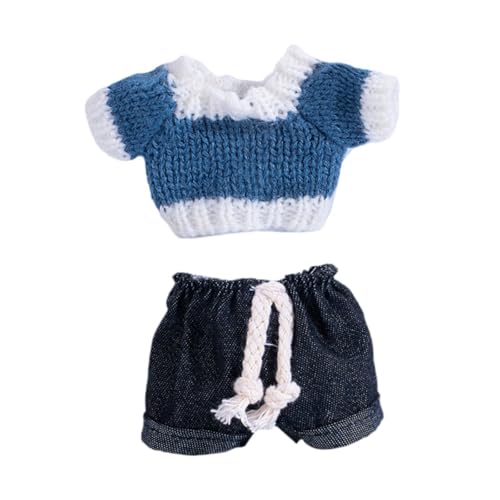 harayaa 15 cm Modepuppenkleidung Gestrickte Kleidung Accessoire Kostüm Puppe Anziehspielzeug Kleine Mädchen Geschenk Hängende Puppe Schlüsselanhänger, Weiß Und Blau von harayaa