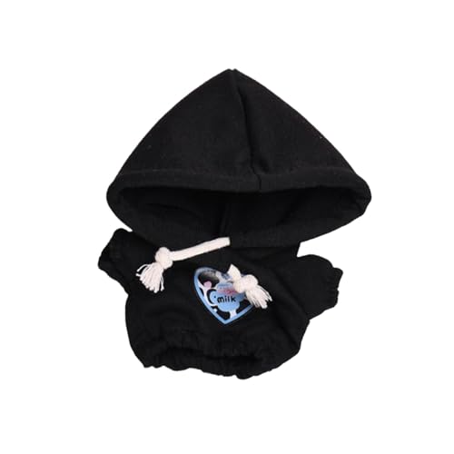 harayaa 15cm Plüsch Puppe Kleidung Puppe Kostüm Puppe mit Kapuze Sweatshirt Puppe Kleidung Cartoon, Schwarz von harayaa