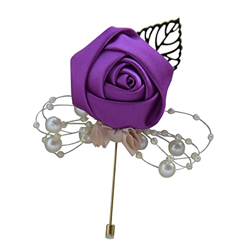 harayaa Bräutigam Braut Boutonniere, Künstliche Boutonniere, Mädchen Brautjungfernblumen, für Trauzeugen Hochzeit Party Abschlussball, Violett von harayaa