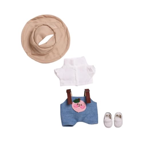 harayaa Hosenträger T Shirt Und Hosenanzug für Puppen mit Hut Und Schuhen. Bequeme Kleidung für 15 cm Puppen, Blau Rosa Set Schuhe von harayaa