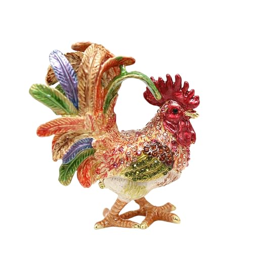 harayaa Huhn Figur Schmuckschatulle Schmuckkästchen Dekor Desktop Handwerk Ornament Schmuck Organizer Box für Jubiläum, Geblümt von harayaa