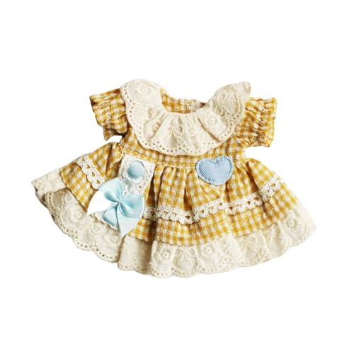 harayaa Plüsch Puppenkleid, Machen Sie Ihre Eigenen Puppen, Foto Requisite, DIY Kostüme, Modisches Stoffpuppen Kleidungs Outfit für 11,9 cm (4,72 Zoll), Gelbes Gitter von harayaa