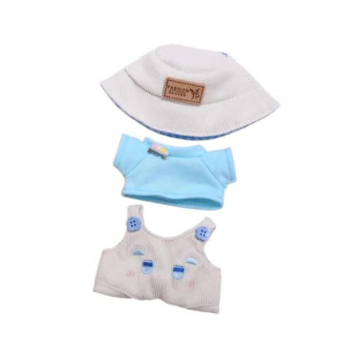 harayaa Plüsch Puppenkleidung für 15–17 cm Große Puppen, Stofftier Kleidung, T Shirt Overall mit Hut, Foto Requisiten Zum Selbermachen, Stilvoll Und Bequem, Blau von harayaa