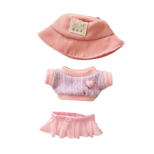 harayaa Puppen Strickpullover Und Rock. Machen Sie Ihre Eigenen Puppen für Kinder, Modische Kleidung, Plüsch Puppenkleidung mit Hut für 6,69 Zoll Puppen, Rosa Rock Rosa Hut von harayaa